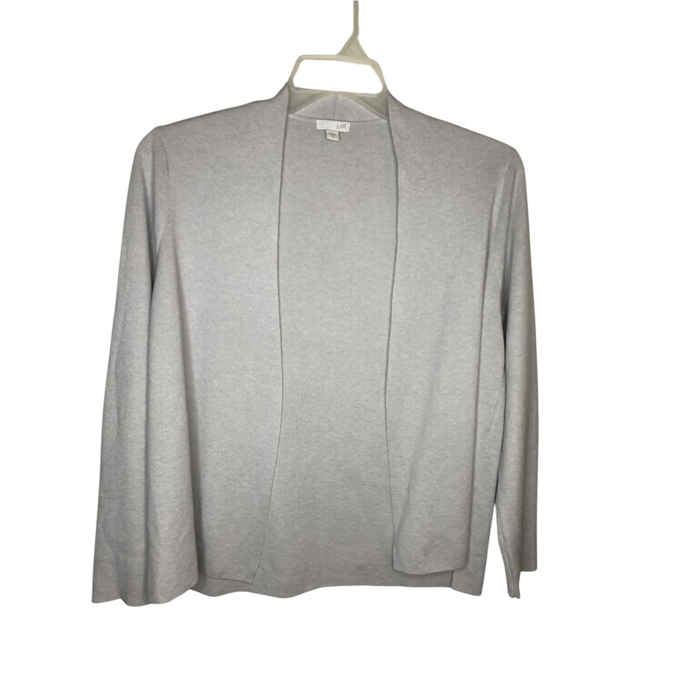 J. Jill Womens Light Grey Open Front Wool Blend Cardigan Sweater Size M